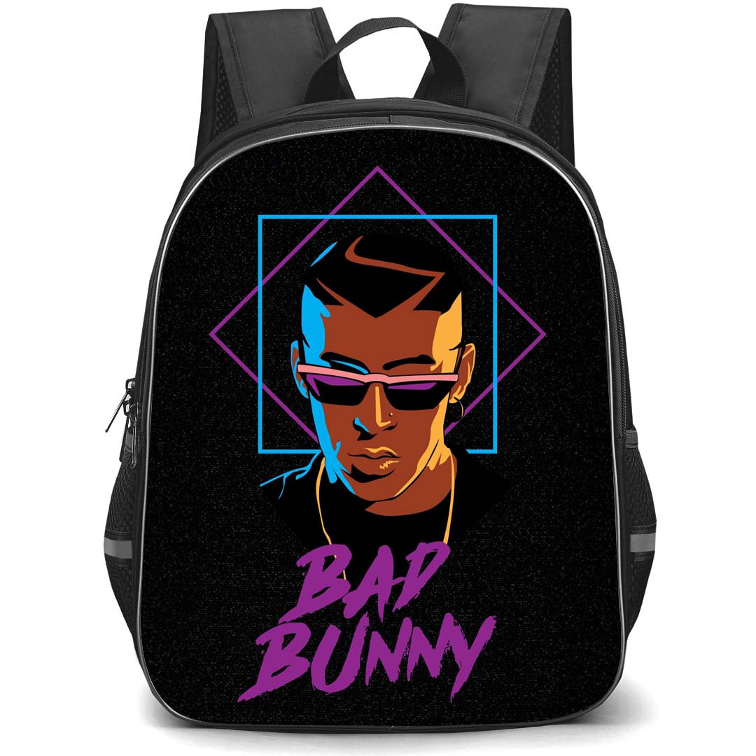Bad Bunny Backpack StudentPack - Bad Bunny Illustration On Black Background