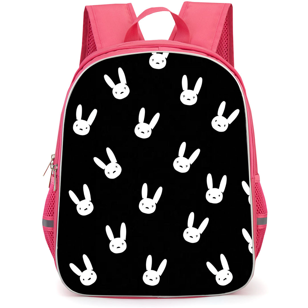 Bad Bunny Backpack StudentPack - Bad Bunny Logo Pattern Art Black And White Poster