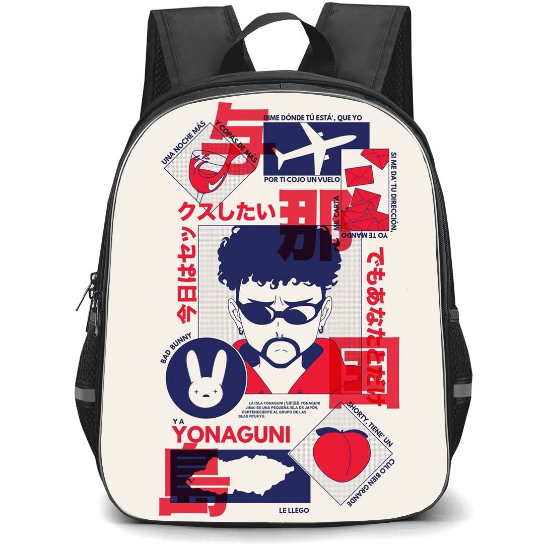 Bad Bunny Backpack StudentPack - Bad Bunny Yonaguni Graphic Art Poster