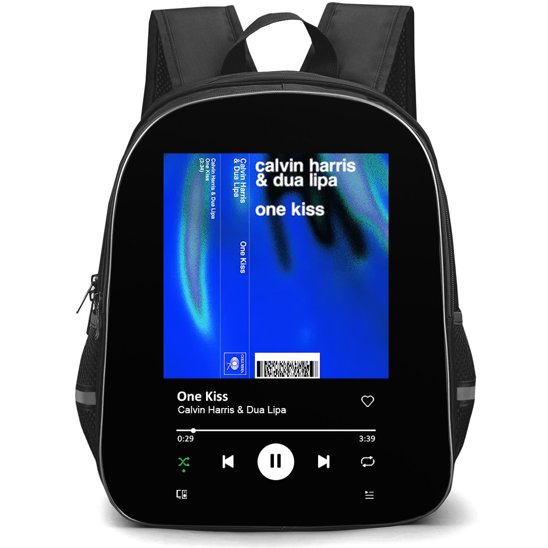 Calvin Harris Backpack School Bag StudentPack - Calvin Harris And Dua Lipa One Kiss Album Spotify Library Poster