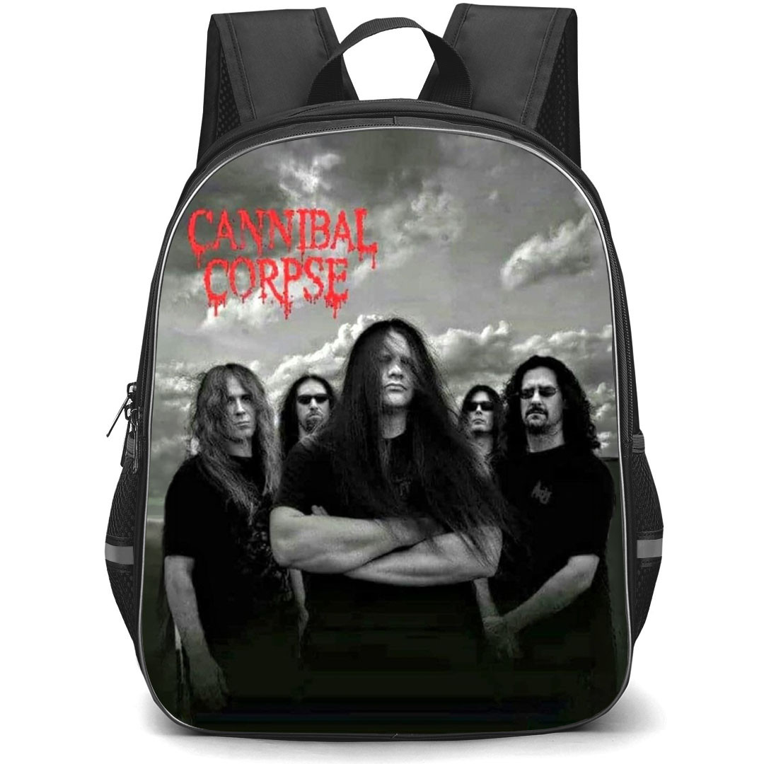 Cannibal Corpse Backpack School Bag StudentPack - Cannibal Corpse Group Portrait Greyscale Red Logo