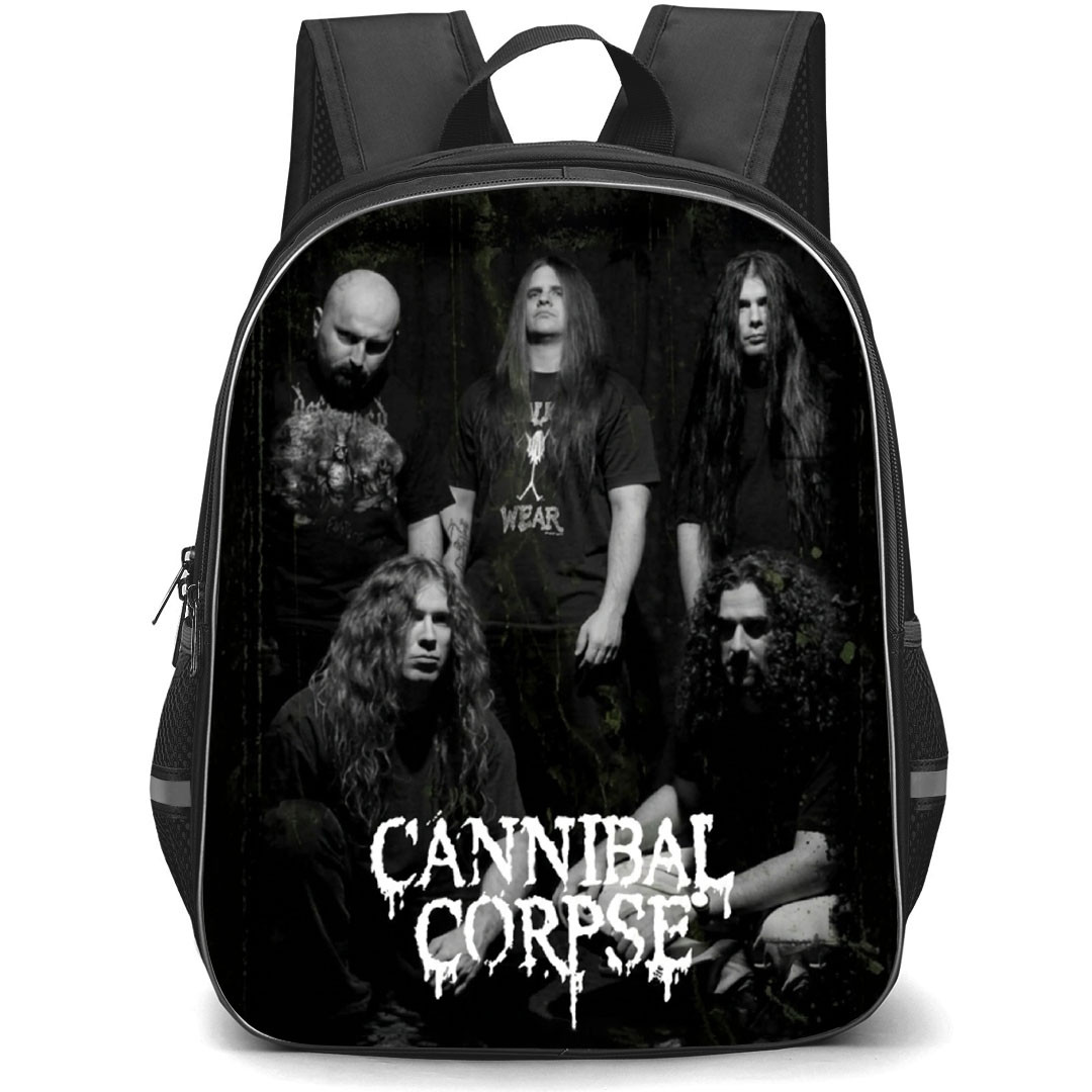 Cannibal Corpse Backpack School Bag StudentPack - Cannibal Corpse Group Portrait Greyscale White Logo