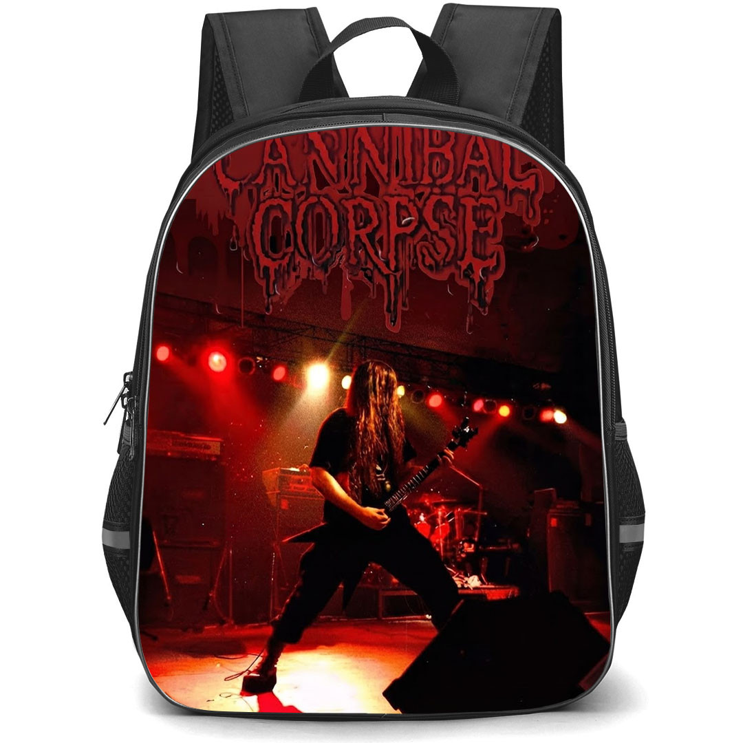 Cannibal Corpse Backpack School Bag StudentPack - Cannibal Corpse Playing Guitar Logo Background