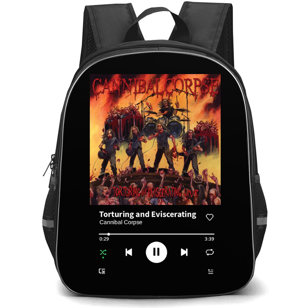 Cannibal Corpse Backpack School Bag StudentPack - Cannibal Corpse Torturing and Eviscerating Live Album Cover