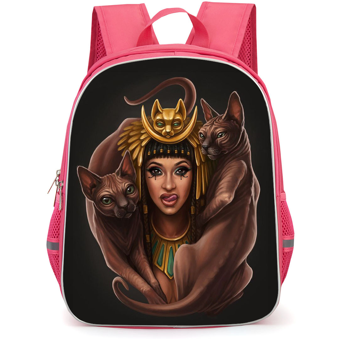 Cardi B Backpack StudentPack - Cardi B Egyptian Portrait On Black Background
