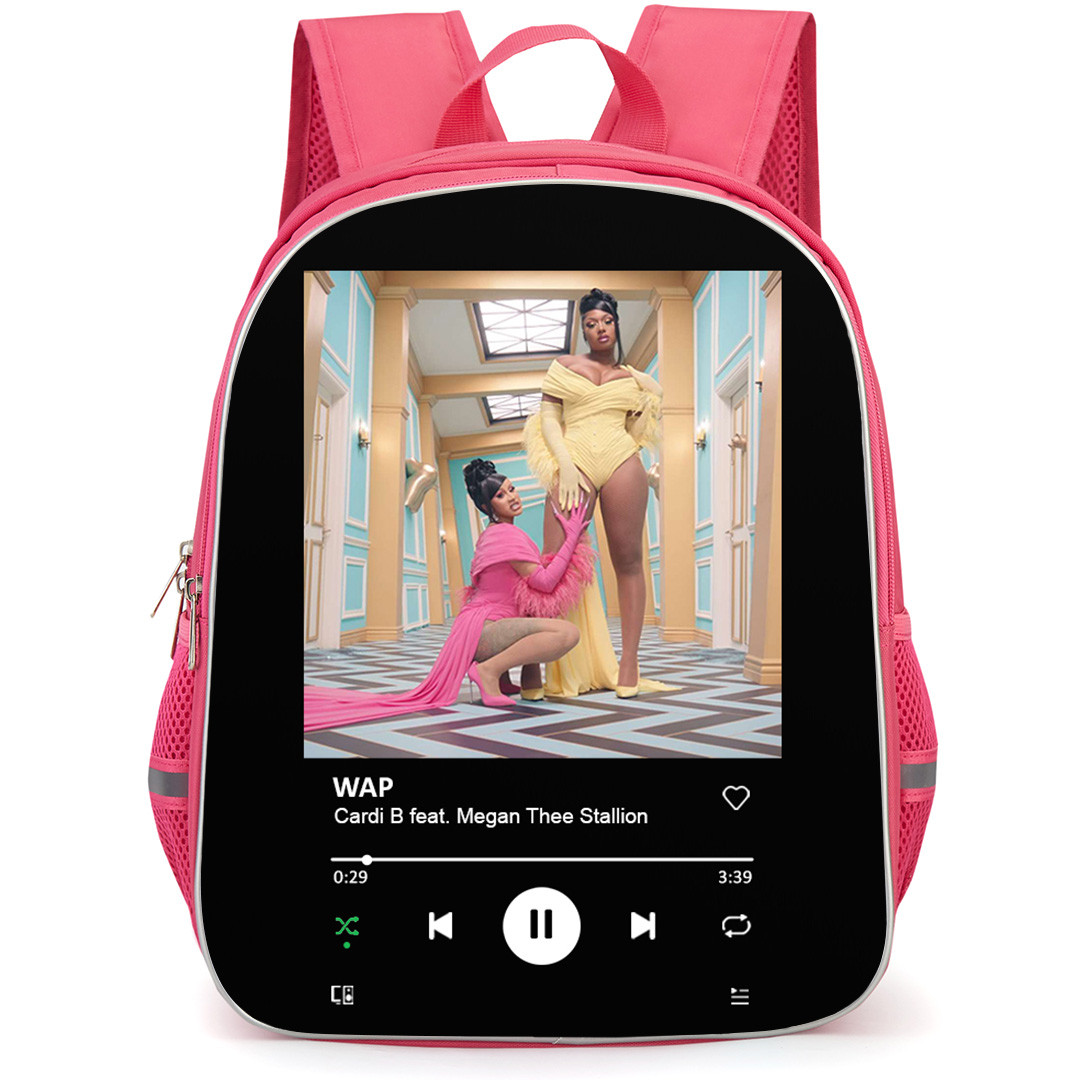 Cardi B Backpack School Bag StudentPack - Cardi B Feat Megan Thee Stallion WAP Cover Spotify Library Poster