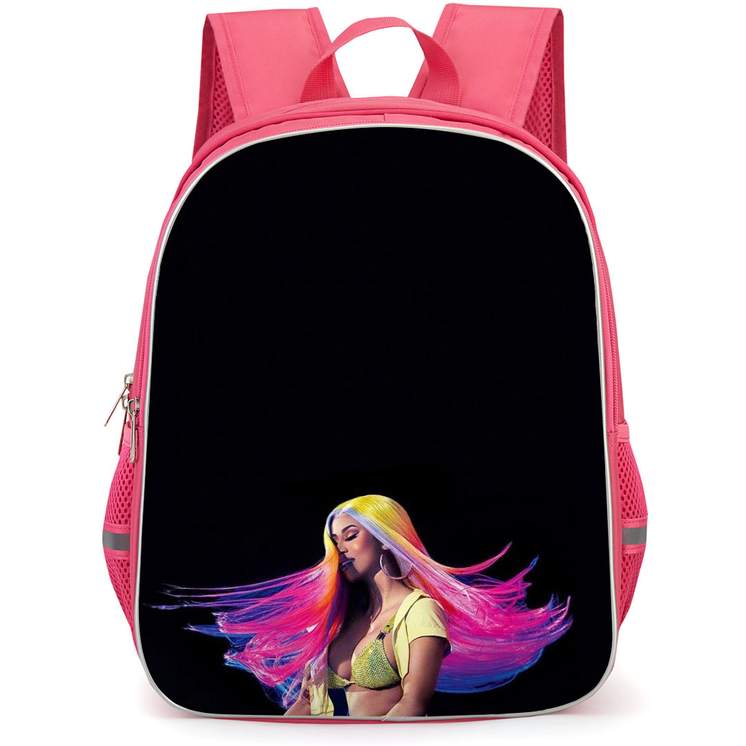 Cardi B Backpack StudentPack - Cardi B Picture With Pink Hair On Black Background
