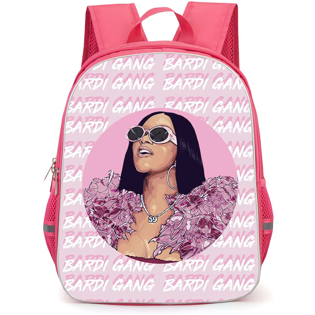Cardi B Backpack StudentPack - Cardi B Portrait Illustration Art On Pink Effect Word Art Background
