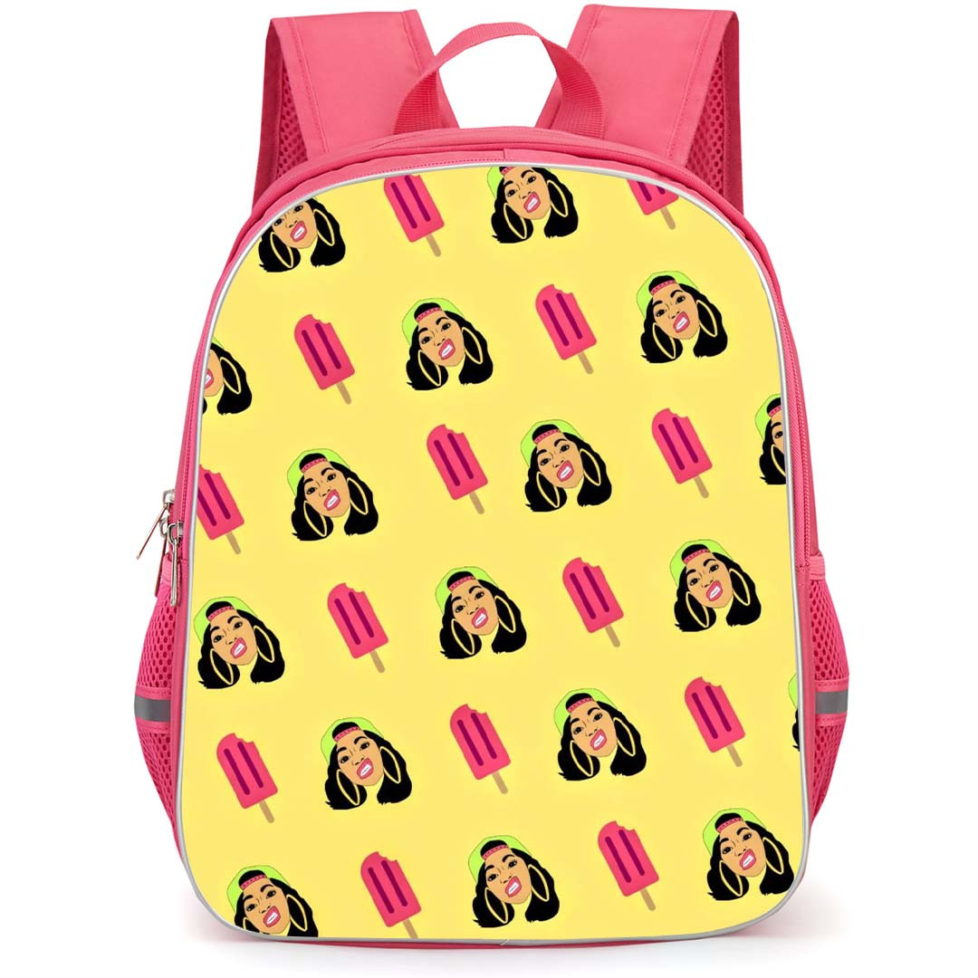 Cardi B Backpack StudentPack - Cardi B Popsicle Pattern Art On Yellow Background