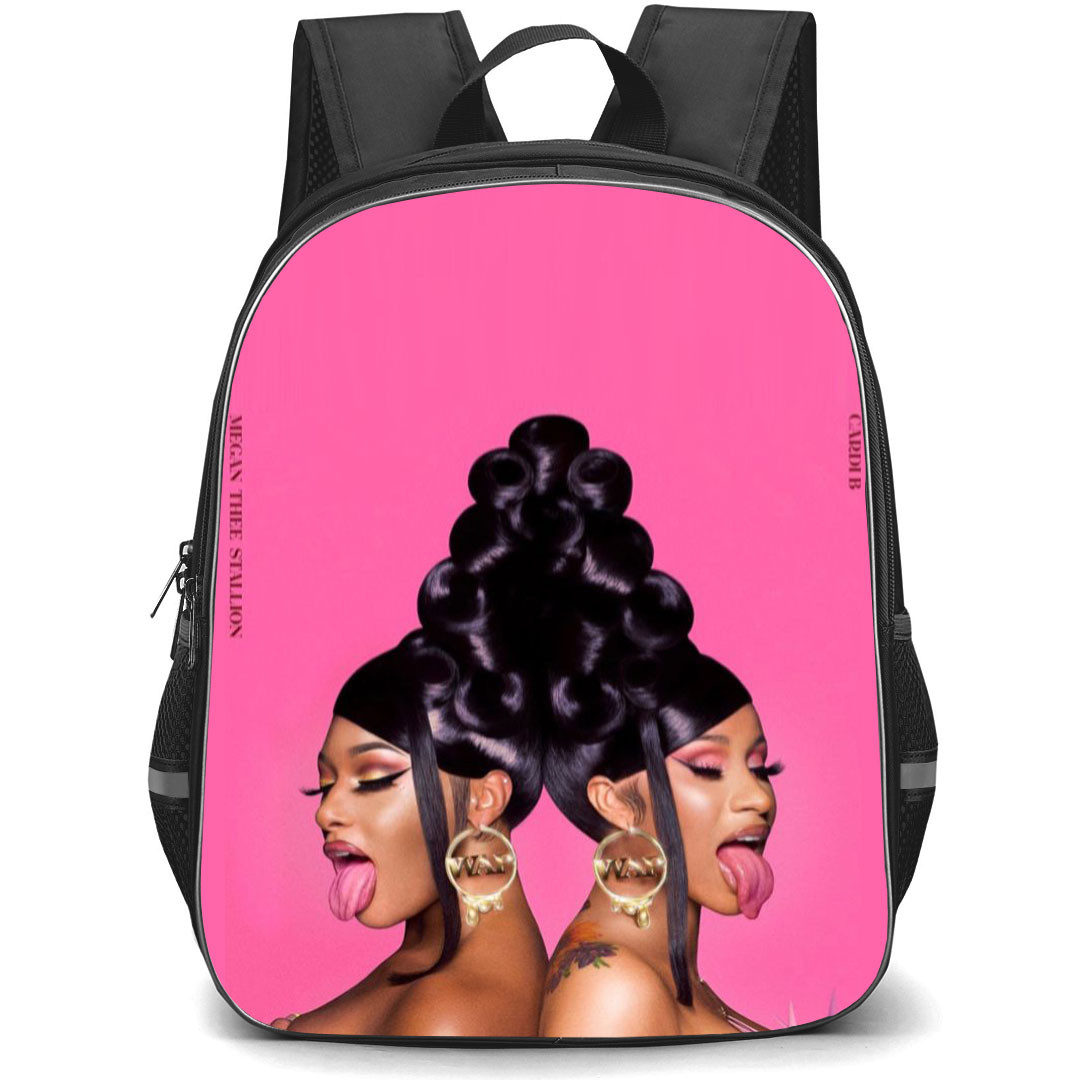 Cardi B Backpack StudentPack - Cardi B WAP Cover Art On Pink Background
