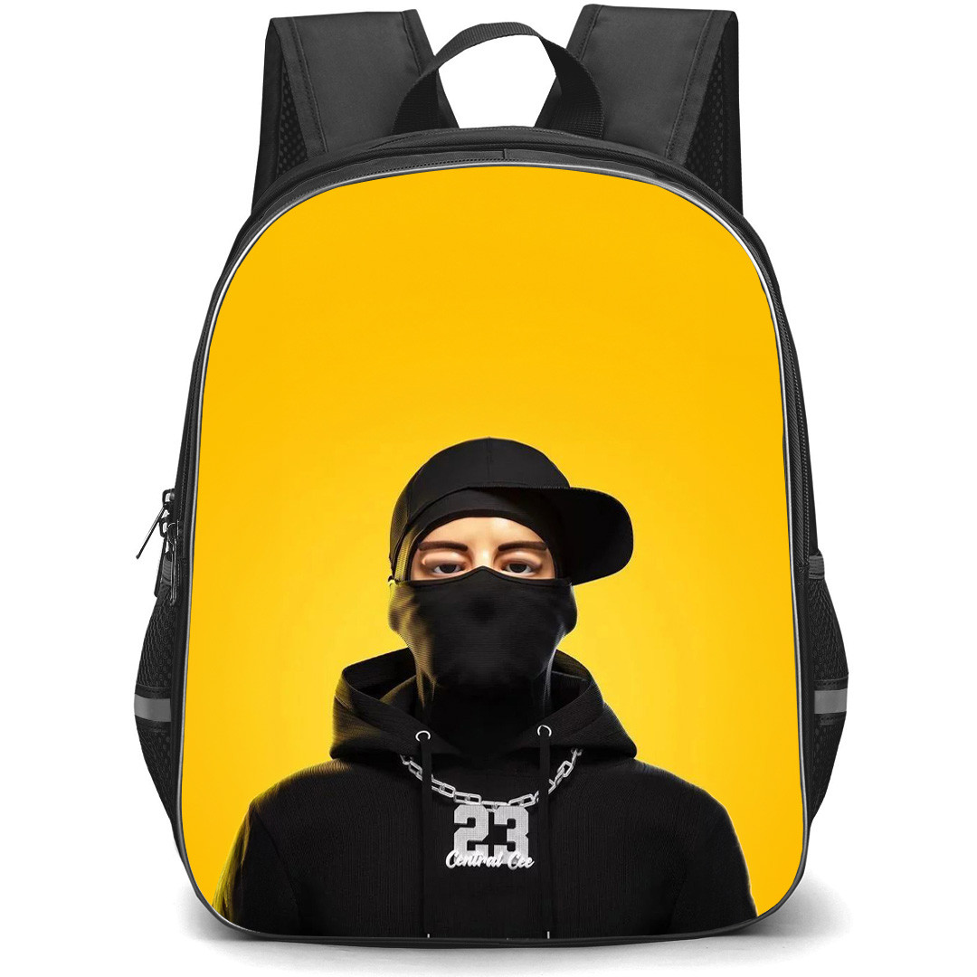 Central Cee Backpack StudentPack - Central Cee Wearing Mask 3D Portrait On Yellow Background