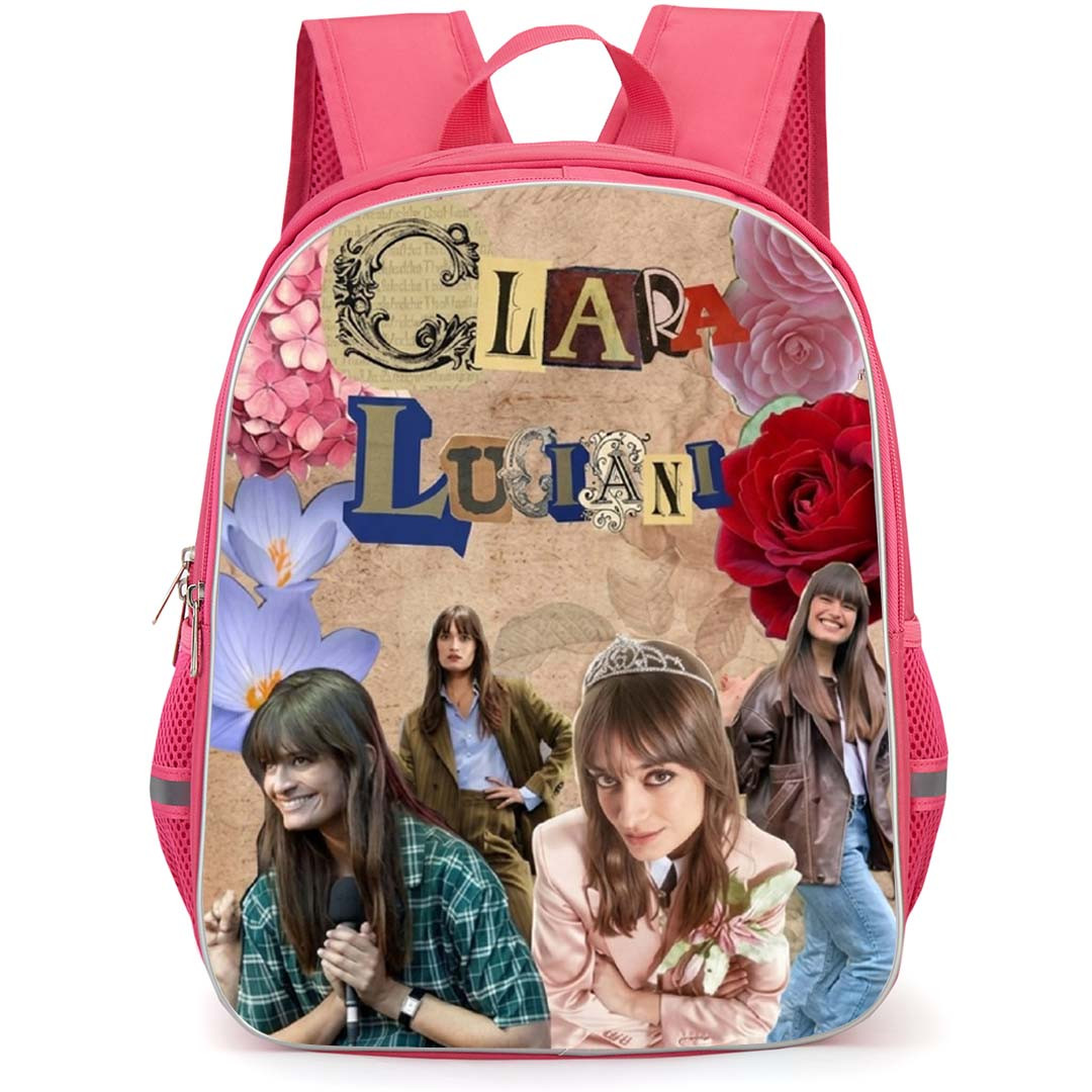 Clara Luciani Backpack School Bag StudentPack - Clara Luciani Collage Brown Background
