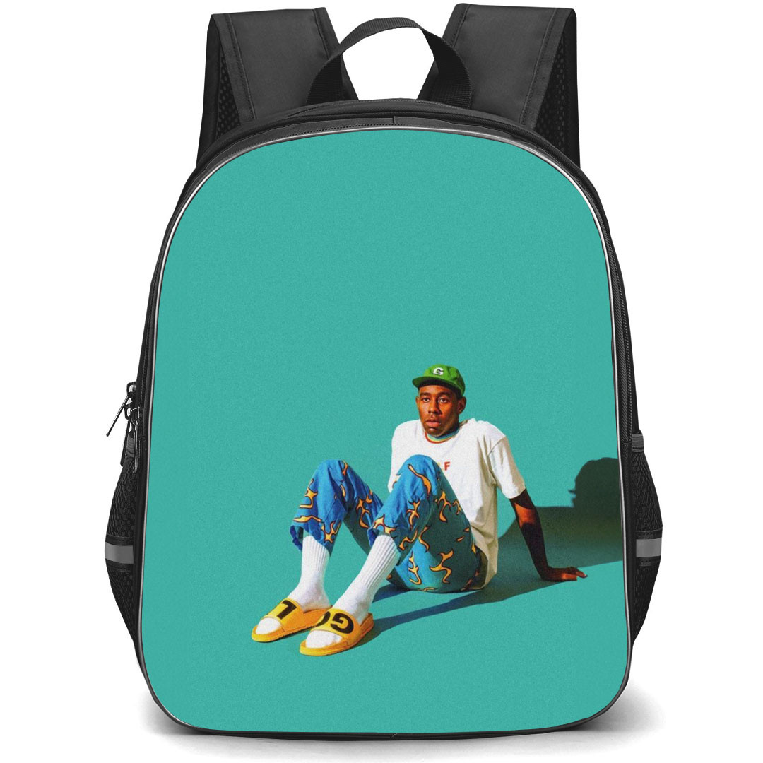 Tyler The Creator Backpack StudentPack - Tyler The Creator Sitting On Cyan Background