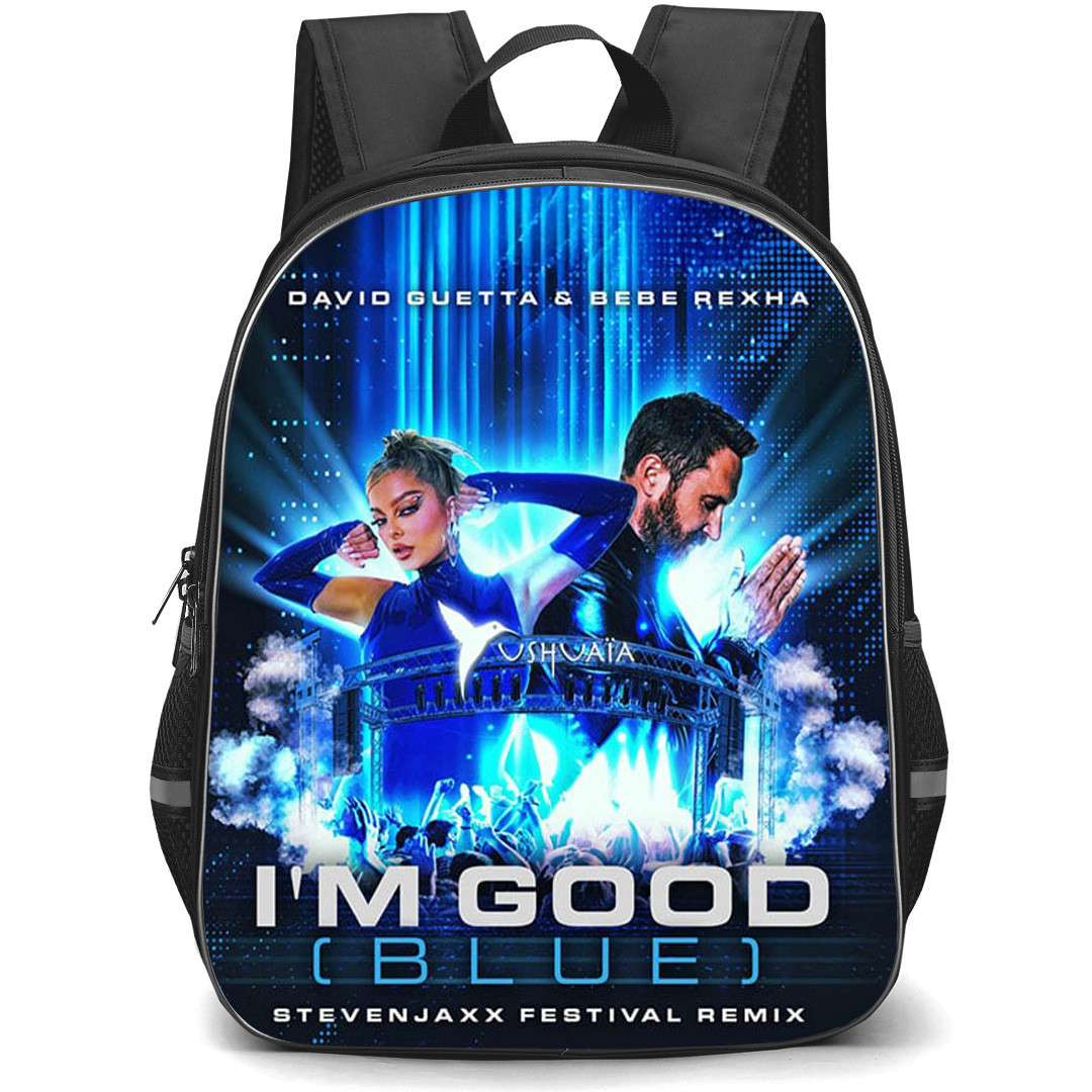 David Guetta Backpack School Bag StudentPack - David Guetta And Bebe Rexha I Am Good Blue Poster