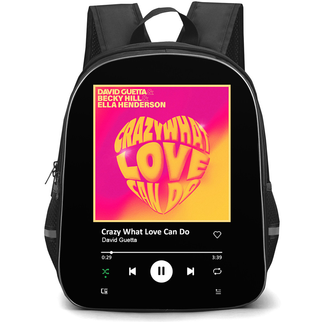 David Guetta Backpack School Bag StudentPack - David Guetta Crazy What Love Can Do Album Spotify Library Poster
