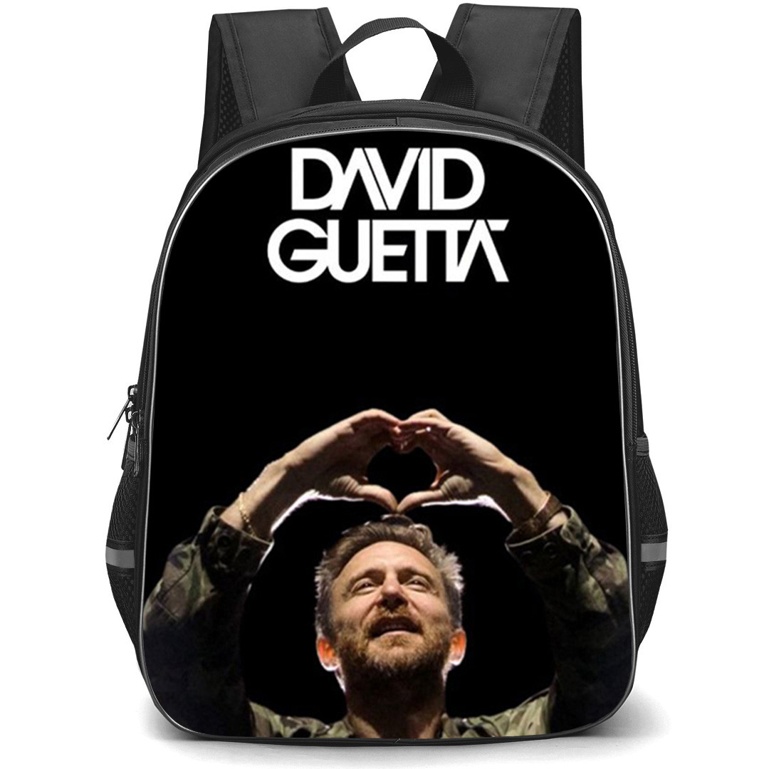 David Guetta Backpack School Bag StudentPack - David Guetta Showing Heart Hand Sign On Black Background