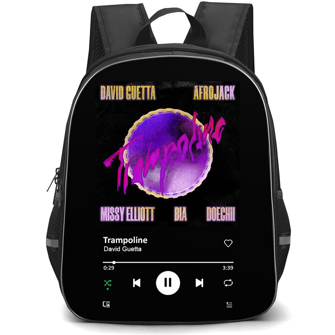 David Guetta Backpack School Bag StudentPack - David Guetta Trampoline Song Spotify Library Poster