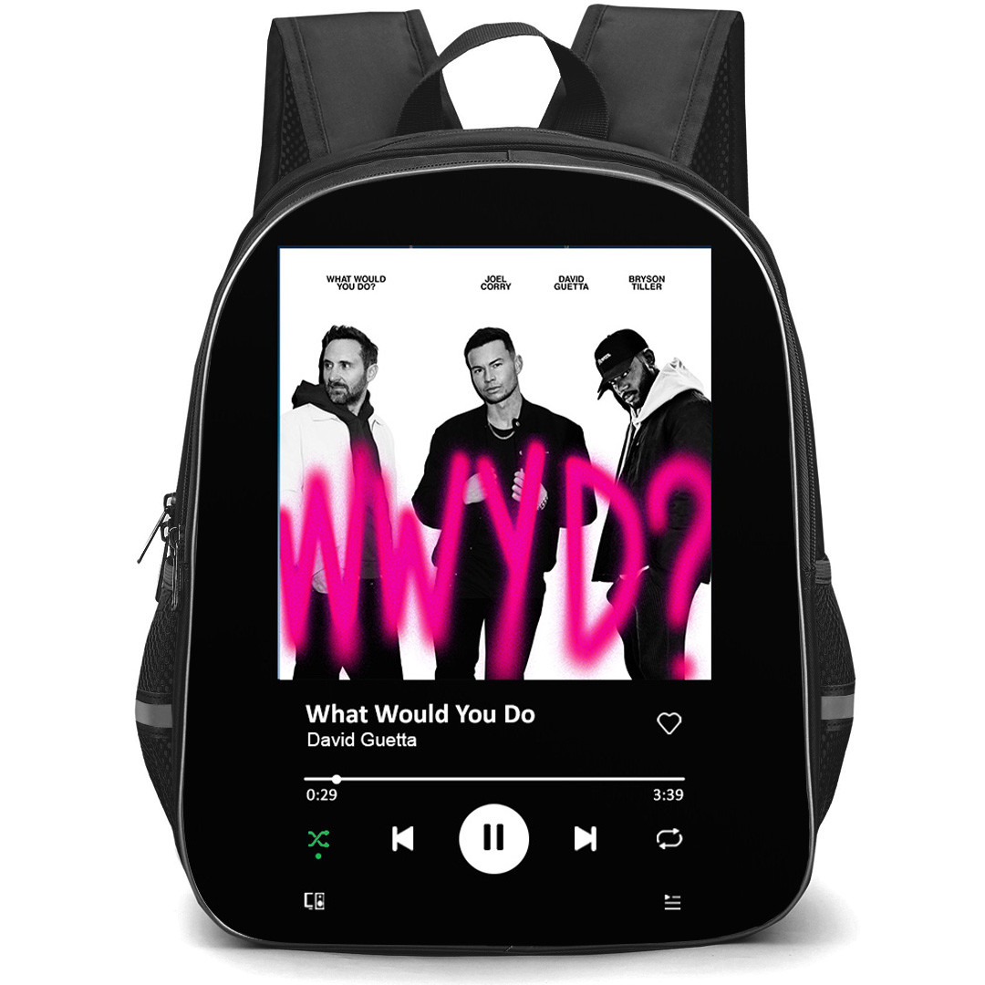 David Guetta Backpack School Bag StudentPack - David Guetta What Would You Do Song Spotify Library Poster