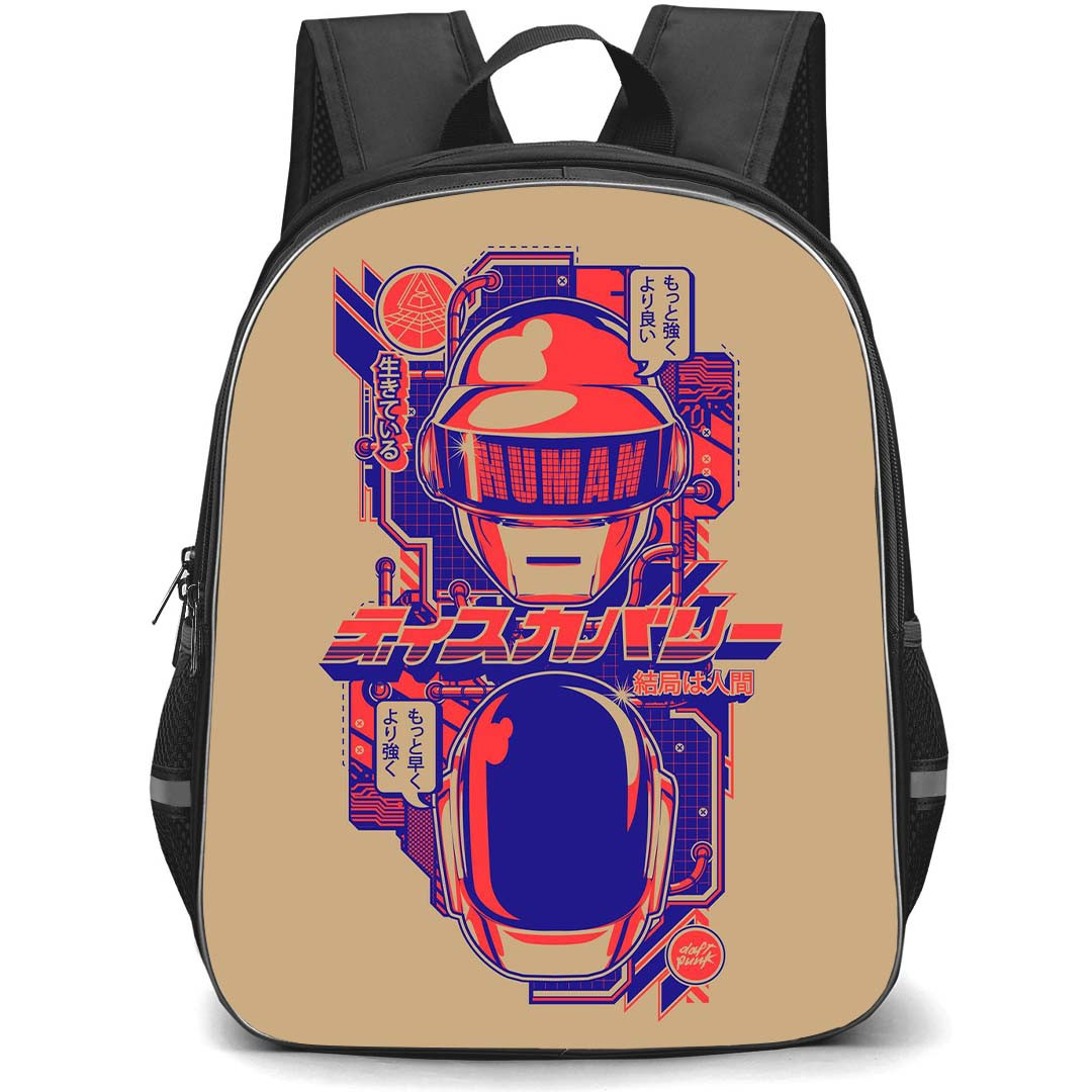 Daft Punk Backpack StudentPack - Daft Punk Band Poster Illustration Art By Dan Shearn