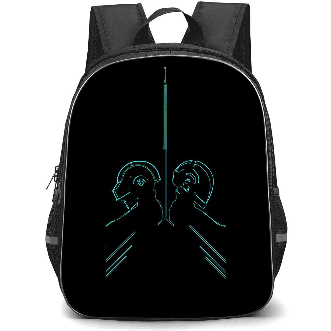 Daft Punk Backpack StudentPack - Daft Punk Neon Line Art On Black Background