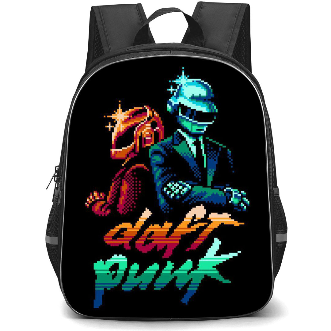 Daft Punk Backpack StudentPack - Daft Punk Pixel Art On Black Background
