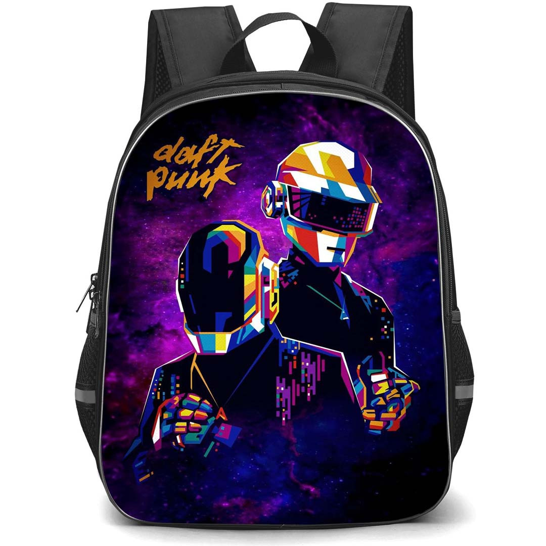 Daft Punk Backpack StudentPack - Daft Punk Wapap Art Blue And Purple Effect Background
