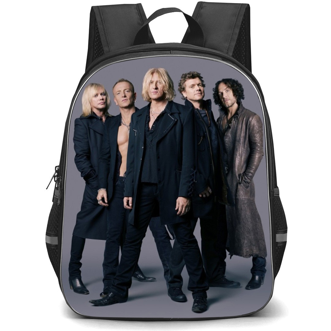 Def Leppard Backpack School Bag StudentPack - Def Leppard Group Portrait Grey Background