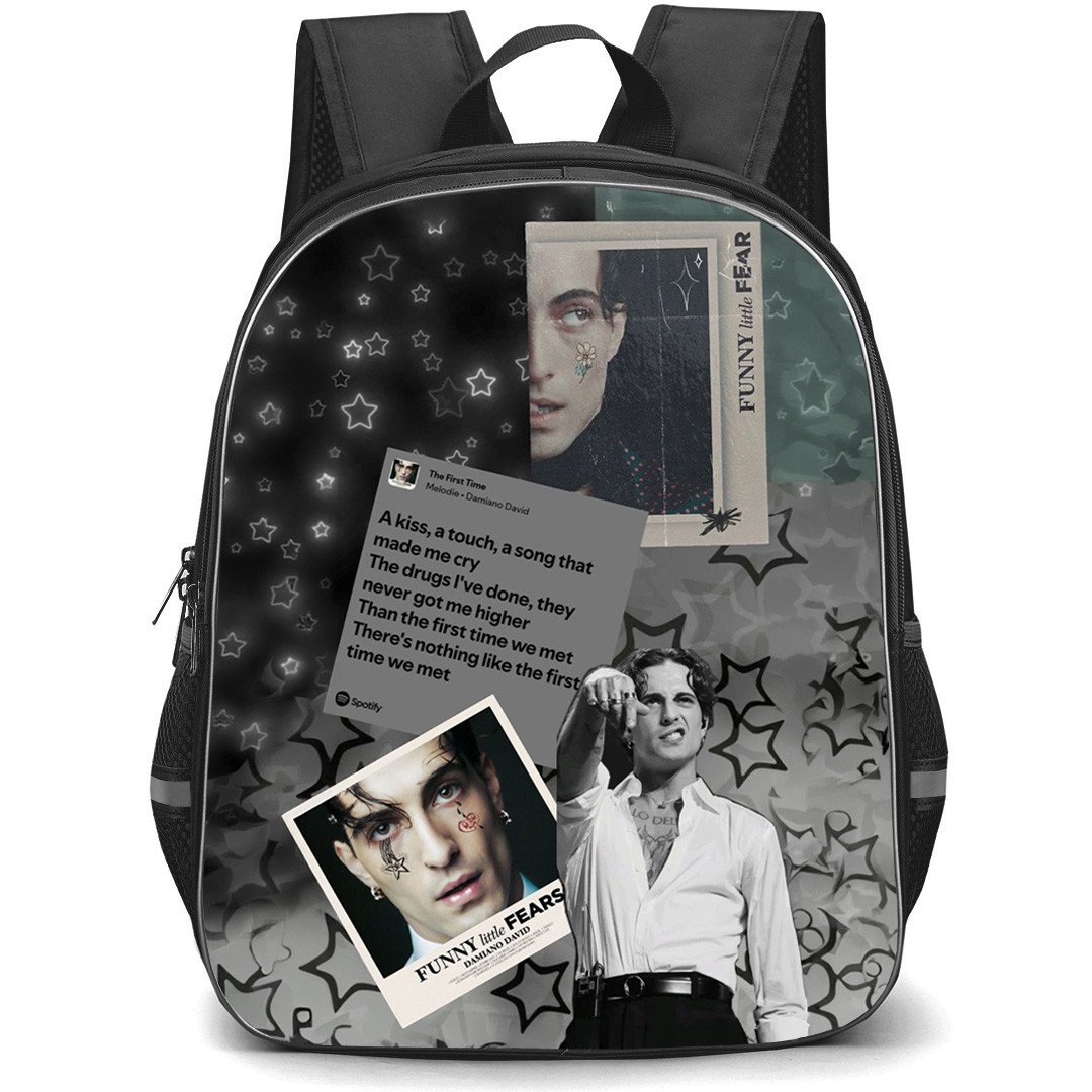 Damiano David Backpack School Bag StudentPack - Damiano David Album Funny Little Fears Collage Poster