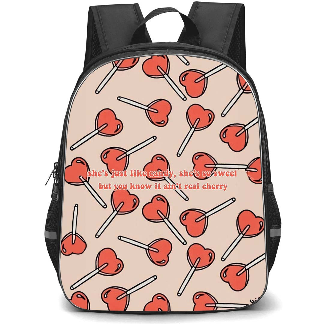 Doja Cat Backpack StudentPack - Doja Cat Shes Just Like Candy Lyrics On Heart Lollypop Background