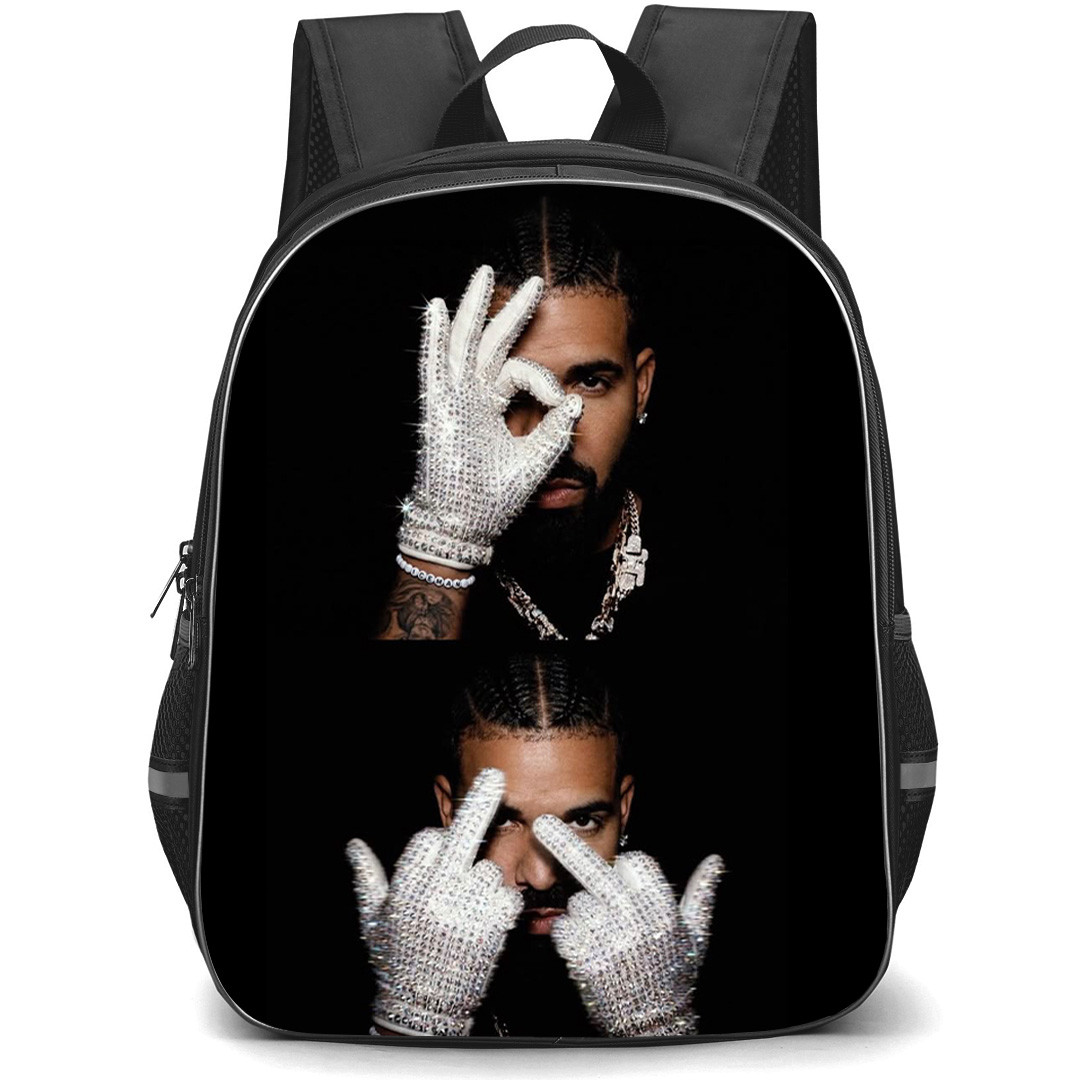 Drake Backpack School Bag StudentPack - Drake Crystal Gloves Collage Poster