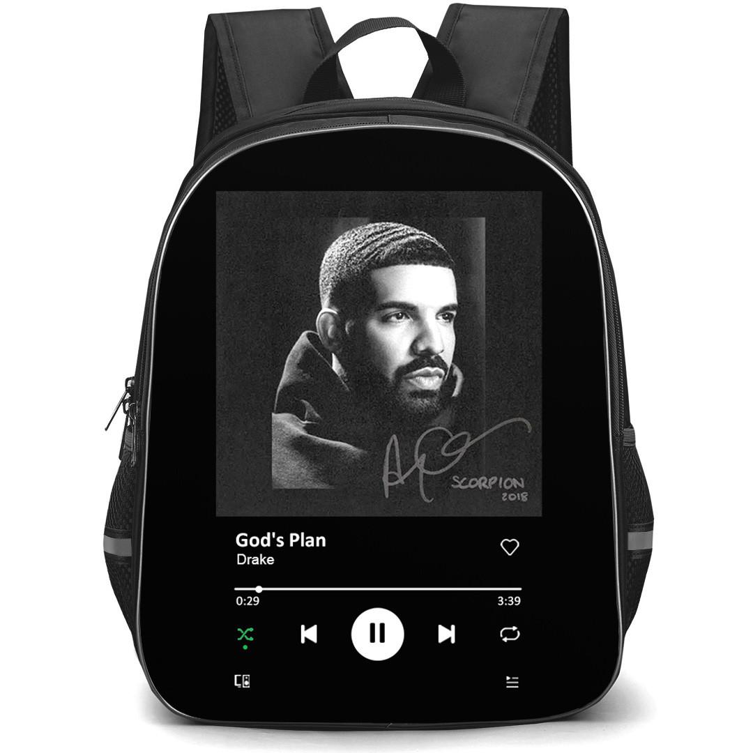 Drake Backpack School Bag StudentPack - Drake Gods Plan Cover Spotify Library Poster