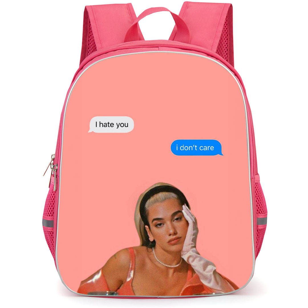Dua Lipa Backpack StudentPack - Dua Lipa I Hate You I Dont Care Pink Background Poster
