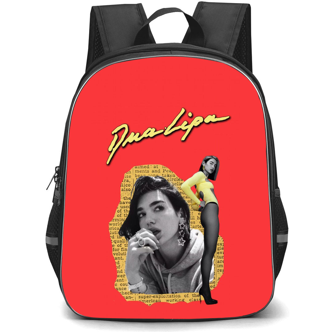 Dua Lipa Backpack StudentPack - Dua Lipa Portrait Grayscale On Red Background