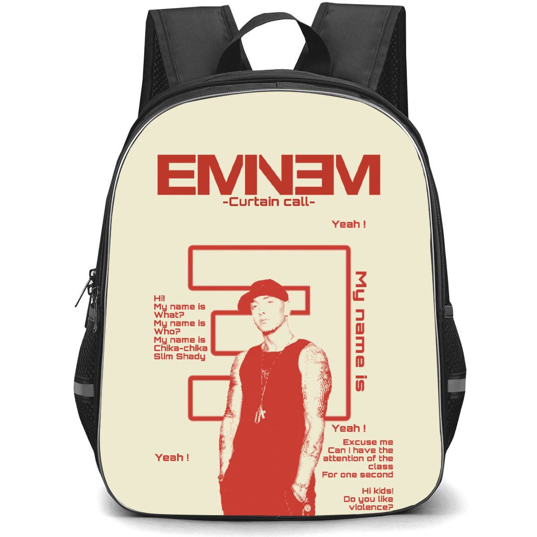 Eminem Backpack StudentPack - Eminem Curtain Call Poster Beige Background