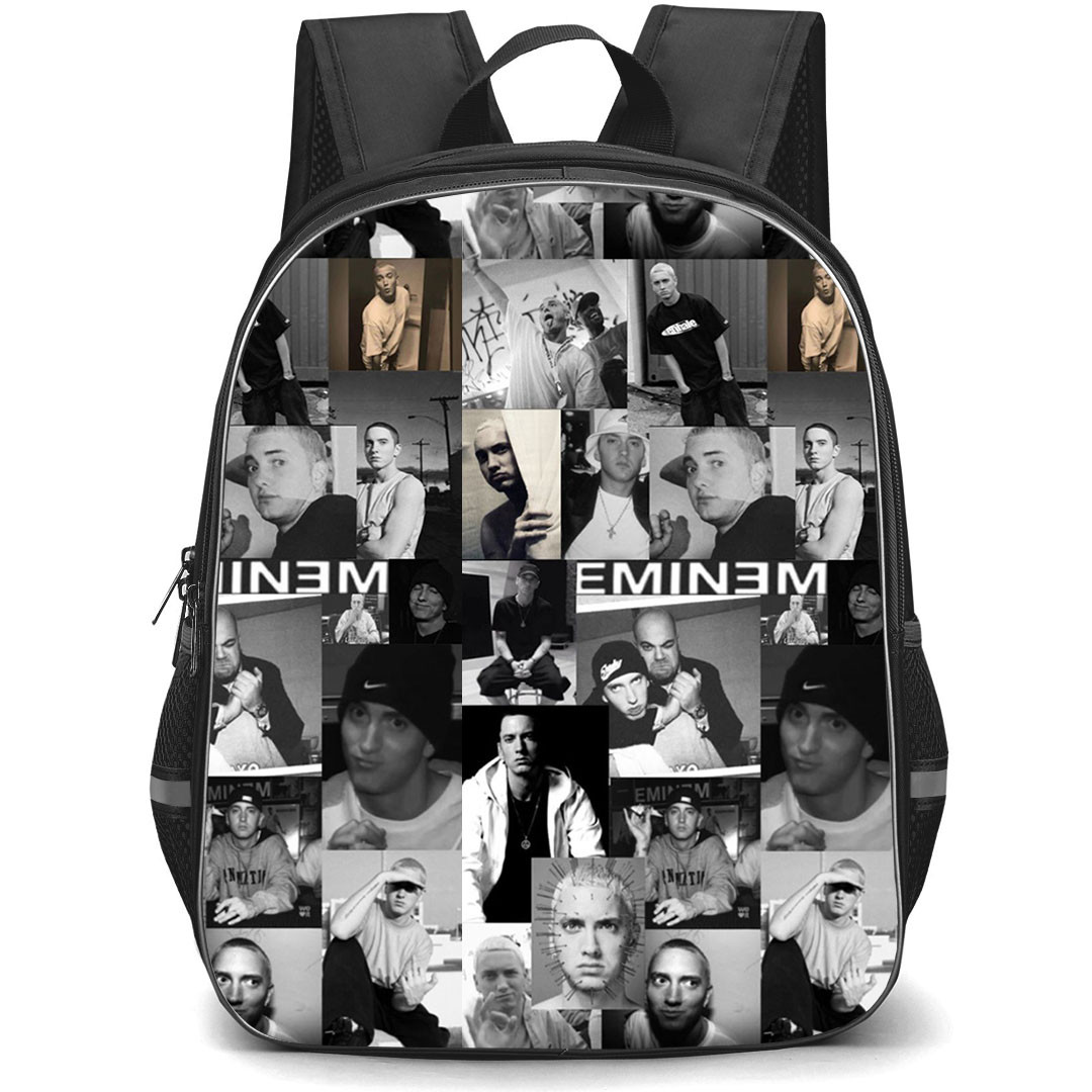 Eminem Backpack StudentPack - Eminem Grayscale Collage Poster