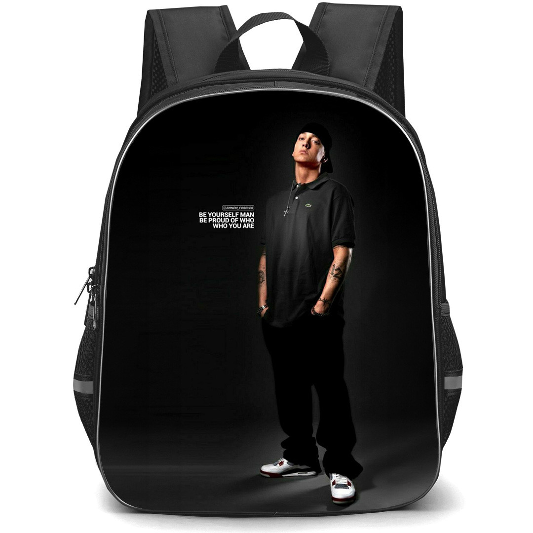 Eminem Backpack StudentPack - Eminem Quote Be Yourself Man Be Proud Poster