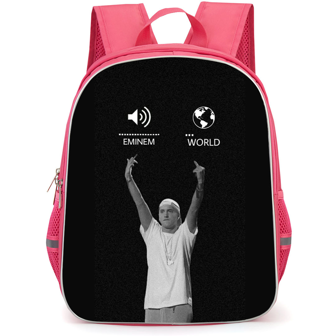 Eminem Backpack StudentPack - Eminem Showing Middle Finger Grayscale Poster