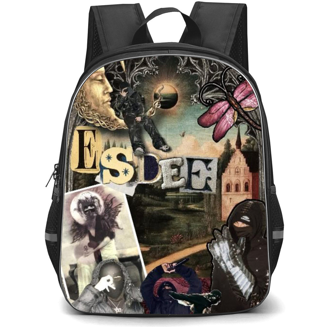 EsDeeKid Backpack School Bag StudentPack - EsDeeKid Collage Red Background