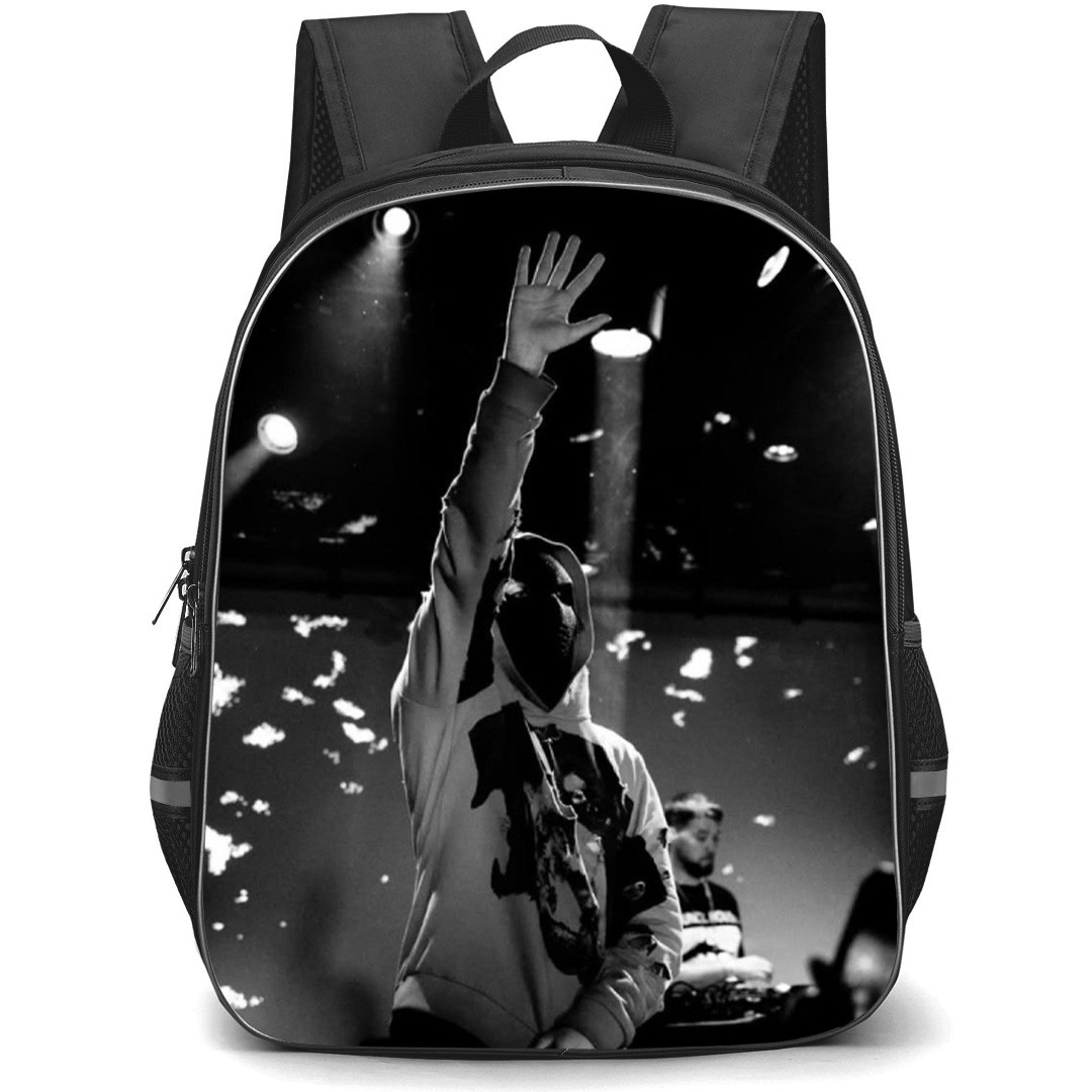 EsDeeKid Backpack School Bag StudentPack - EsDeeKid Greyscale Raise Hands Pose