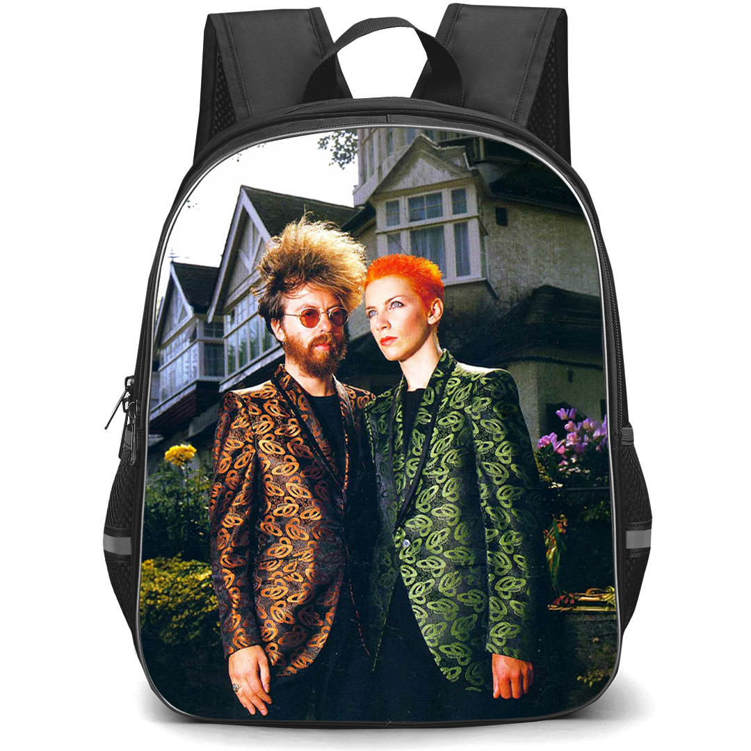 Eurythmics Backpack School Bag StudentPack - Eurythmics Annie Lennox And Dave Stewart Paisley Jacket Photography Poster