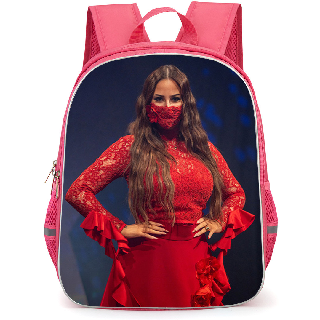 Felicia Eriksson Backpack School Bag StudentPack - Felicia Eriksson In Red Outfit On Hands On Hips Poster