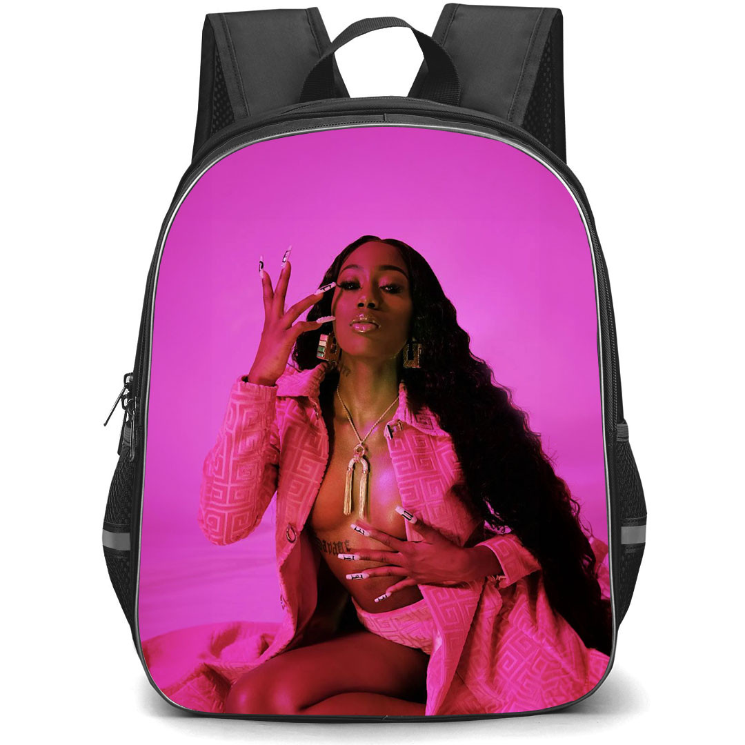 Flo Milli Backpack StudentPack - Flo Milli PhotoShoot On Pink Background