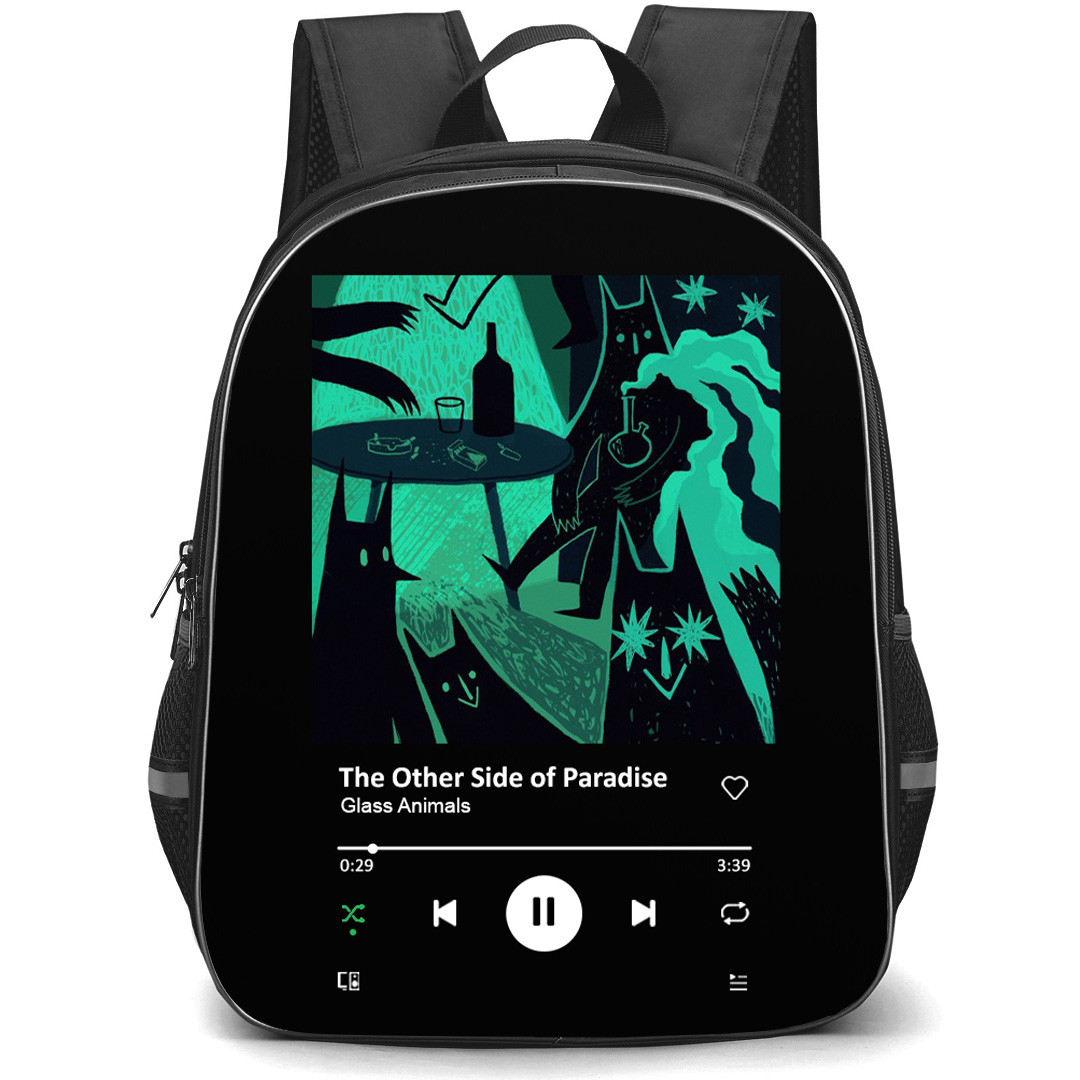 Glass Animals Backpack School Bag StudentPack - Glass Animals The Other Side Of Paradise Song Spotify Library Poster