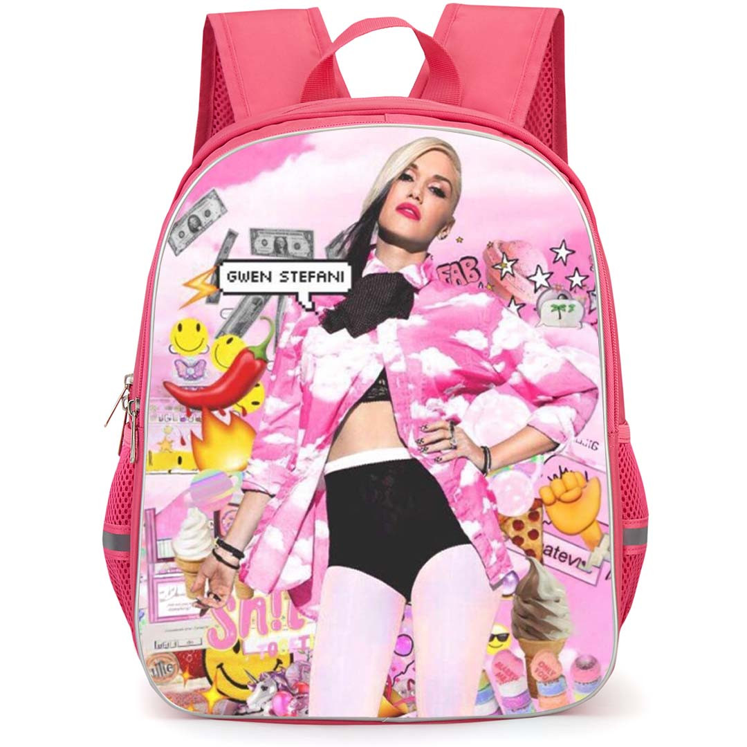 Gwen Stefani Backpack School Bag StudentPack - Gwen Stefani Collage Pink Clouds Background