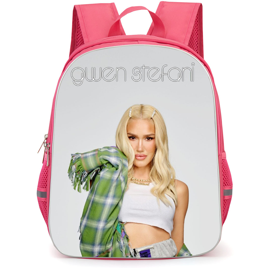 Gwen Stefani Backpack School Bag StudentPack - Gwen Stefani Portrait Wearing Green Checkered Shirt