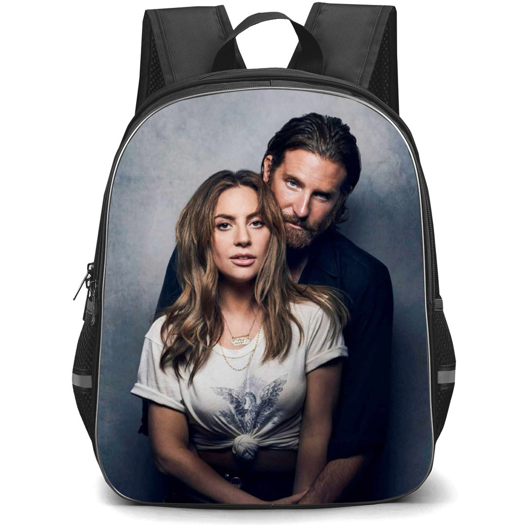 Lady Gaga Backpack School Bag StudentPack - Lady Gaga And Bradley Cooper Hugging Blue Background