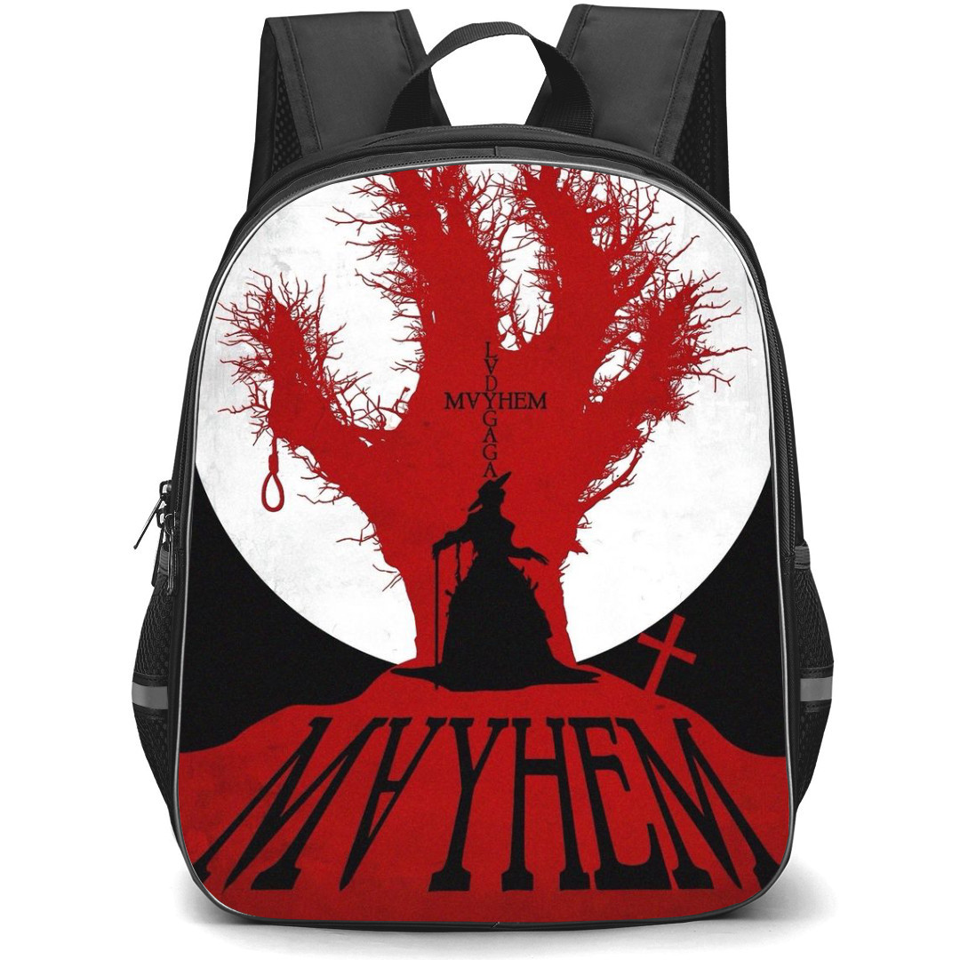 Lady Gaga Backpack StudentPack - Lady Gaga Mayhem Logo Black and Red Background