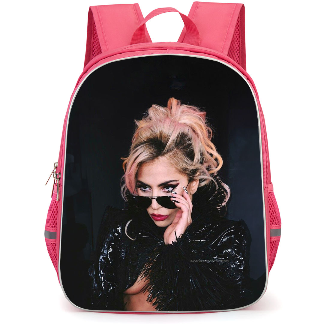 Lady Gaga Backpack StudentPack - Lady Gaga Wears Sunglasses Portrait On Black Background