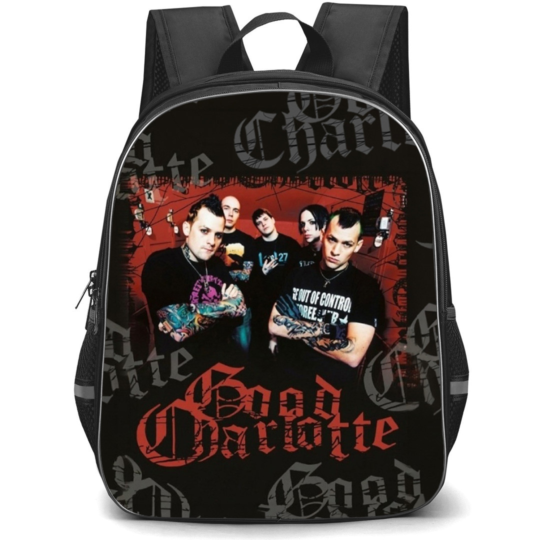Good Charlotte Backpack School Bag StudentPack - Good Charlotte Group Portrait Graffiti Background