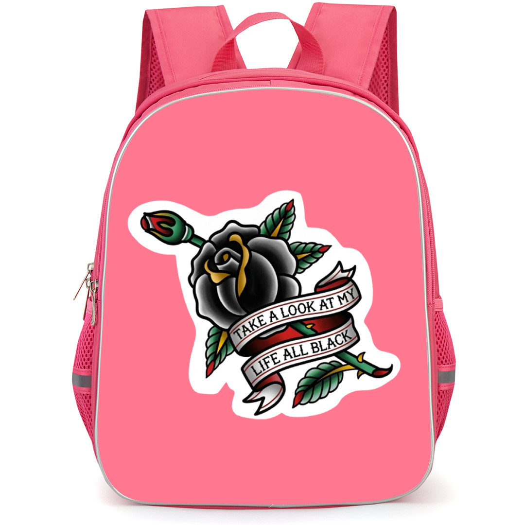 Good Charlotte Backpack School Bag StudentPack - Good Charlotte Take A Look At My Life All Black Sticker Art